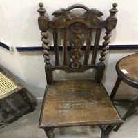 Lot 152 - OAK CARVED SINGLE CHAIR together with a...