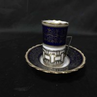 Lot 160 - SIX AYNSLEY CUPS AND SAUCERS with silver holders