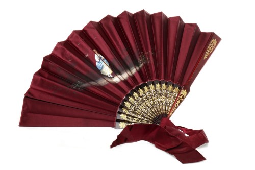 Lot 182 - THREE 20TH CENTURY HANDPAINTED FANS two with...