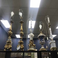 Lot 192 - GROUP OF FIVE DECORATIVE LAMPS