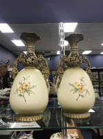 Lot 199 - PAIR OF TURN VIENNA FLORAL DECORATED VASES...