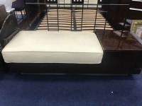 Lot 236 - CONTEMPORARY VENEERED AUTOMAN AND LEATHER CUSHION