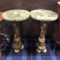 Lot 249 - PAIR OF ONYX TOPPED LAMP TABLES