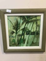 Lot 260 - MONCUR, PALM TREES oil on canvas, signed and...