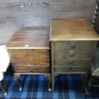 Lot 286 - SMALL MUSIC CABINET together with a sewing box