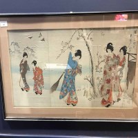 Lot 313 - JAPANESE TRIPTYCH AND SINGLE PRINT