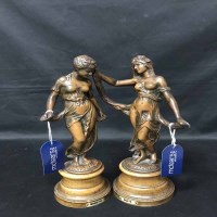 Lot 351 - PAIR OF NEOCLASSICAL STYLE SPELTER FIGURES OF '...