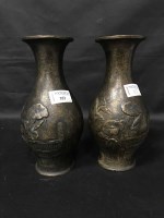 Lot 352 - PAIR OF BRONZE VASES with floral decoration