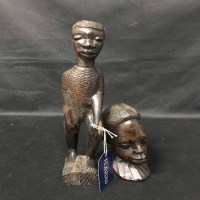Lot 396 - LOT OF AFRICAN CARVED WOODEN BUSTS