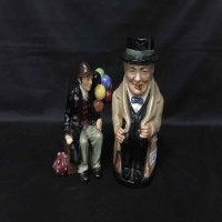 Lot 421 - THREE ROYAL DOULTON FIGURES of balloon sellers,...