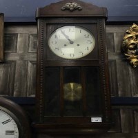 Lot 433 - MAHOGANY CASED WALL CLOCK together with a...