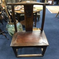 Lot 457 - CHINESE SINGLE CHAIR with high back and a...