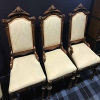Lot 536 - THREE UPHOLSTERED WOODEN CHAIRS