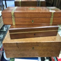 Lot 540 - GROUP OF THREE WOODEN BOXES