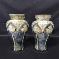 Lot 545 - PAIR OF ROYAL DOULTON VASES one with restoration