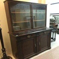 Lot 555 - MAHOGANY SIDEBOARD with later added bookcase top