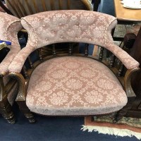 Lot 561 - PAIR OF EDWARDIAN MAHOGANY ARMCHAIRS with...