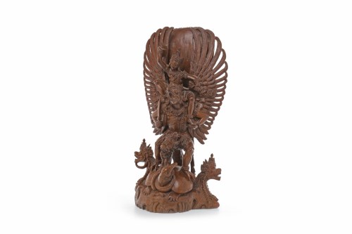 Lot 1079 - 20TH CENTURY EAST ASIAN CARVED WOOD FIGURE OF...