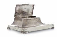 Lot 801 - GEORGE V SILVER DOUBLE INKWELL maker Adie...