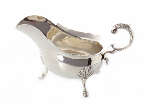 Lot 804 - LARGE SILVER SAUCE BOAT OF GEORGE III DESIGN...