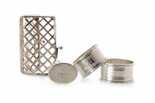 Lot 836 - PAIR OF MID 20TH CENTURY SILVER NAPKIN RINGS...