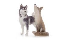 Lot 1212 - ROYAL COPENHAGEN FIGURES OF A HUSKY AND OF A...