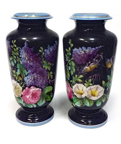 Lot 1268 - PAIR OF VICTORIAN OPAQUE GLASS VASES both...