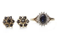 Lot 514 - BLUE GEM AND DIAMOND CLUSTER RING set with a...
