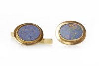 Lot 650 - PAIR OF OPAL CUFF LINKS each set with a...