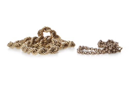 Lot 725 - TWO CHAIN NECKLACES one of ropetwist form,...
