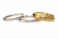 Lot 740 - TWO PLATINUM WEDDING BANDS one size P, 4.1g,...
