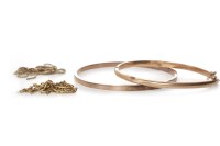 Lot 756 - TWO NINE CARAT GOLD BANGLES along with two...