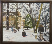 Lot 121 - FINLAY MACKINTOSH, WINTER PLAYTIME oil on...
