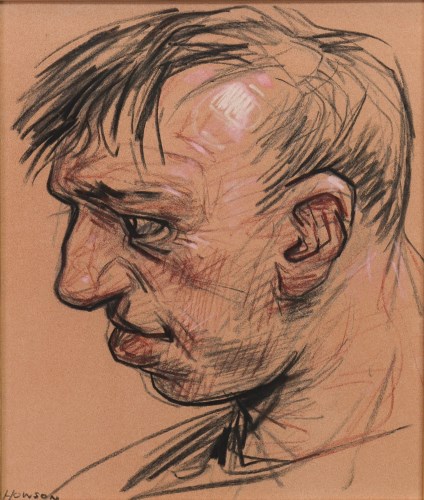 Lot 173 - * PETER HOWSON OBE, PROFILE pastel on paper,...