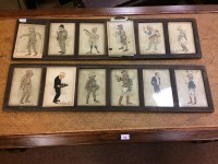 Lot 1700 - TWO FRAMED SETS OF CARICATURES IN THE STYLE OF...