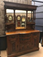 Lot 1716 - VICTORIAN CARVED OAK MIRROR BACK SIDEBOARD the...