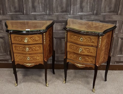 Lot 1718 - PAIR OF KINGWOOD AND GILTMETAL MOUNTED BEDSIDE...