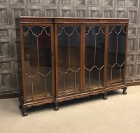 Lot 1730 - MAHOGANY DWARF BREAKFRONT BOOKCASE of George...