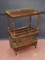 Lot 1757 - VICTORIAN ROSEWOOD CANTERBURY WHATNOT the top...