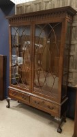 Lot 1758 - MAHOGANY DISPLAY CABINET OF CHIPPENDALE DESIGN...