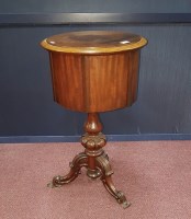 Lot 1760 - VICTORIAN MAHOGANY CYLINDRICAL WORK TABLE the...
