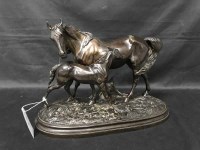 Lot 39 - EARLY 20TH CENTURY SPELTER GROUP OF A HORSE...