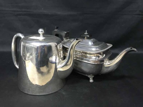 Lot 71 - LOT OF SILVER PLATE including teapots, toast...