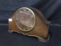 Lot 73 - WOODEN MANTEL CLOCK along with a pair of wally...