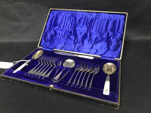 Lot 78 - SET OF VICTORIAN TEASPOONS AND TONGS with...