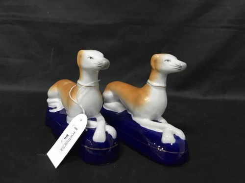 Lot 86 - PAIR OF STAFFORDSHIRE GREYHOUNDS