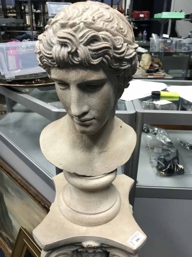 Lot 106 - REPRODUCTION ROMAN STYLE BUST WITH COLUMN PLINTH