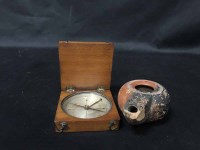 Lot 138 - VICTORIAN COMPASS in mahogany case and a small...