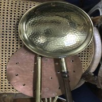 Lot 169 - LOT OF COPPER AND BRASSWARE including a brass...