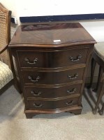 Lot 239 - REPRODUCTION MAHOGANY SERPENTINE FRONTED CHEST...